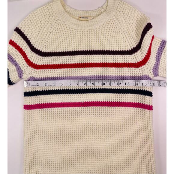 Marine Layer Cream Multi Stripe Waffle Knit Sweater Size Small - Picture 10 of 10